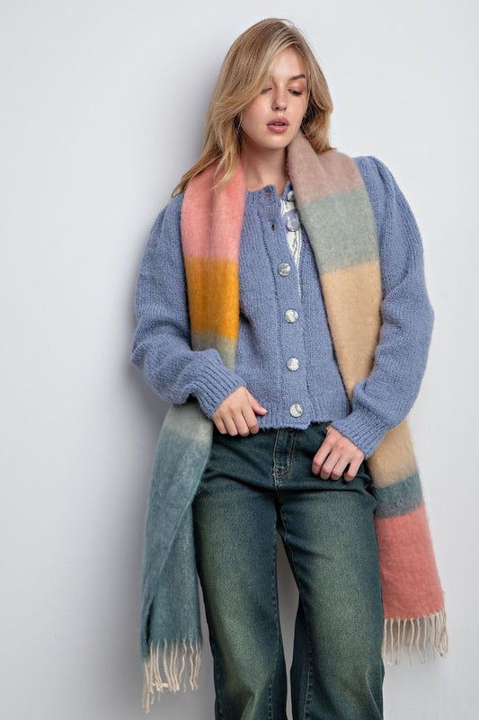 Easel Button Down Knitted Round Neckline Relaxed Cardigan - Roulhac Fashion Boutique