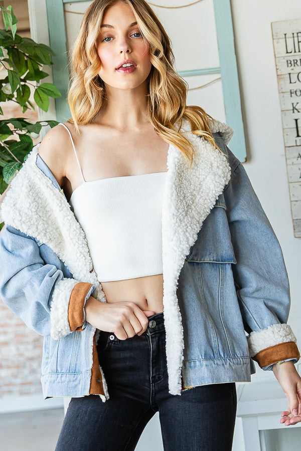 Oli & Hali Suede Contrast Denim Jacket