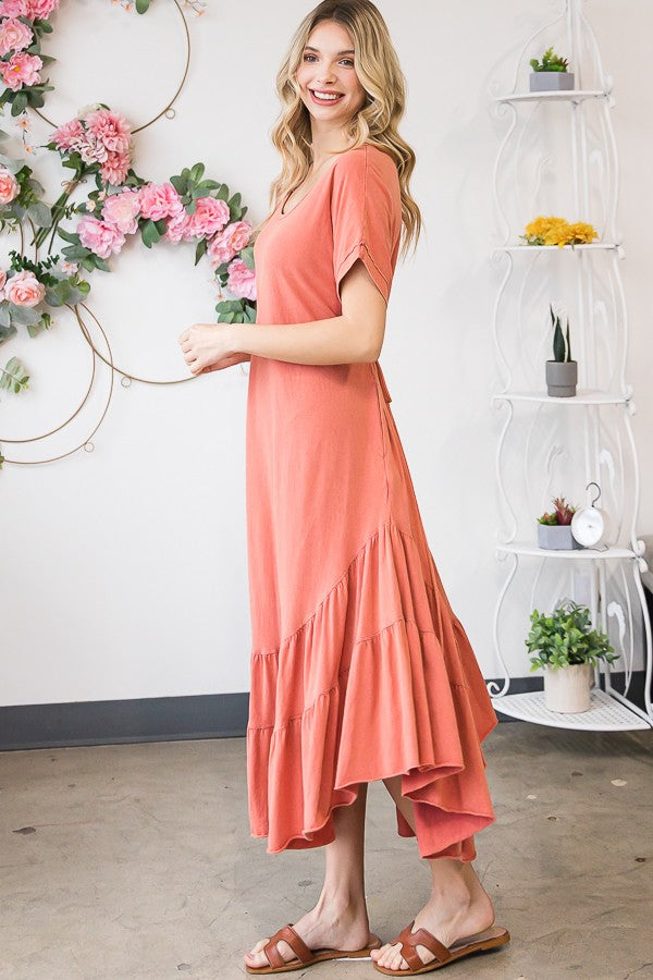 Oli & Hali Mineral Washed Maxi Solid Spaghetti Strap Dress