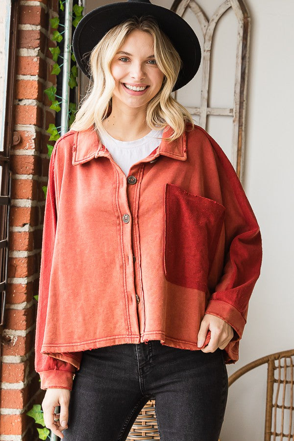 Oli & Hali Washed Button Closure Jacket