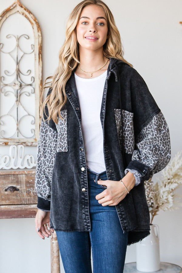 Oli & Hali Mineral Washed Leopard Print Jacket