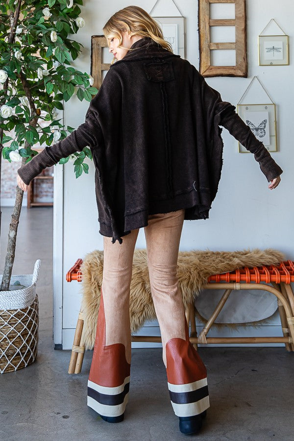 Oli & Hali Washed Turtle Neck Poncho Jacket