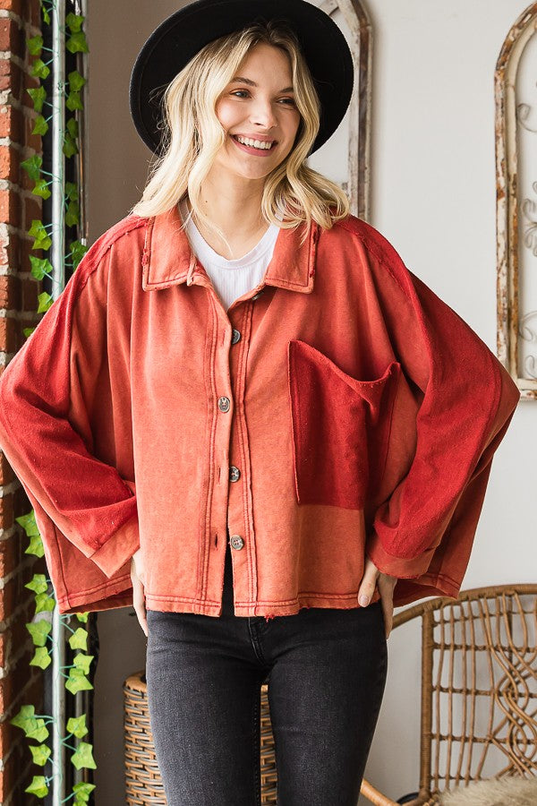 Oli & Hali Washed Button Closure Jacket