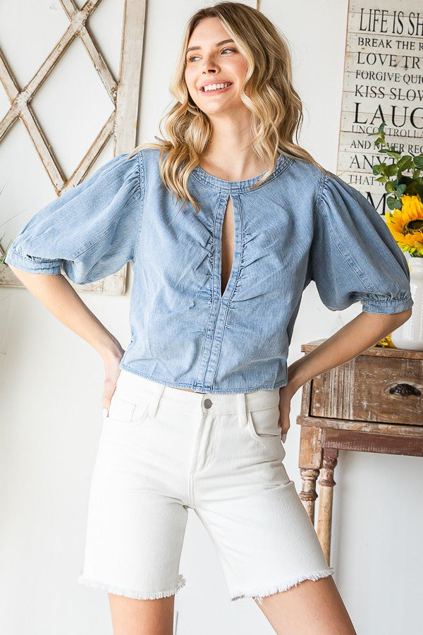 Oli & Hali Mineral Washed Ruched Front Top