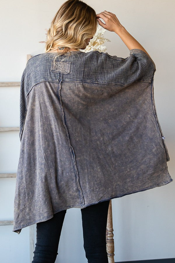 Oli & Hali Mineral Washed Color Block Sides Oversized Top