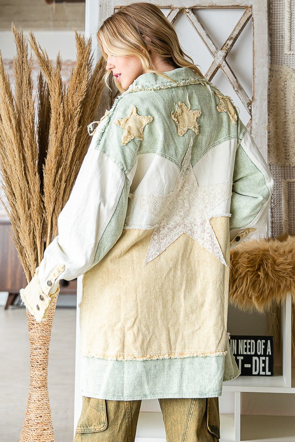 Oli & Hali Star Patchwork Mixed Plaid Jacket