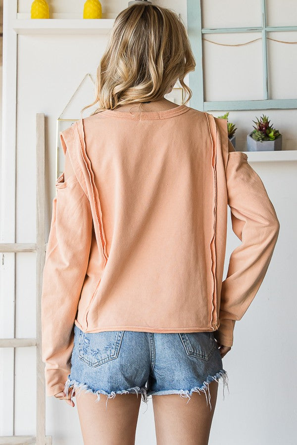 Oli & Hali Mineral Washed Cold Shoulder Top