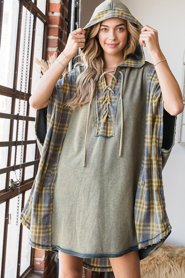 Oli & Hali Mineral Washed Mix Match Plaid Pocketed Top