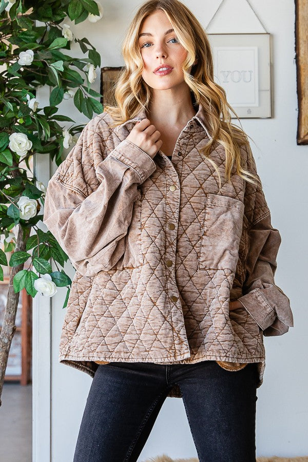 Oli & Hali Corduroy Mineral Washed Shacket Jacket