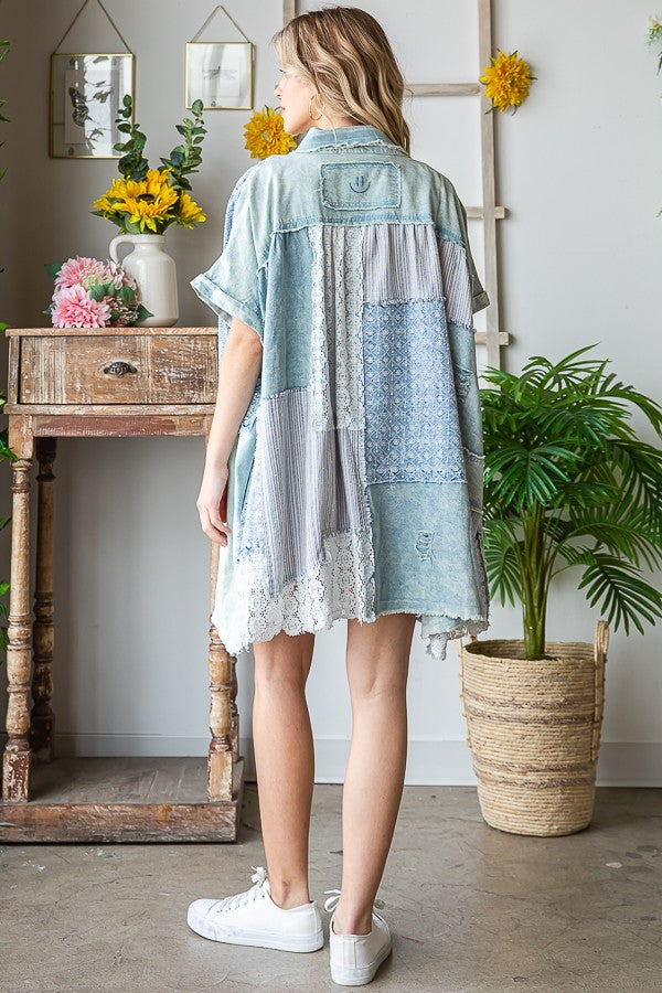 Oli & Hali Fabric Mixed Shirt Jacket