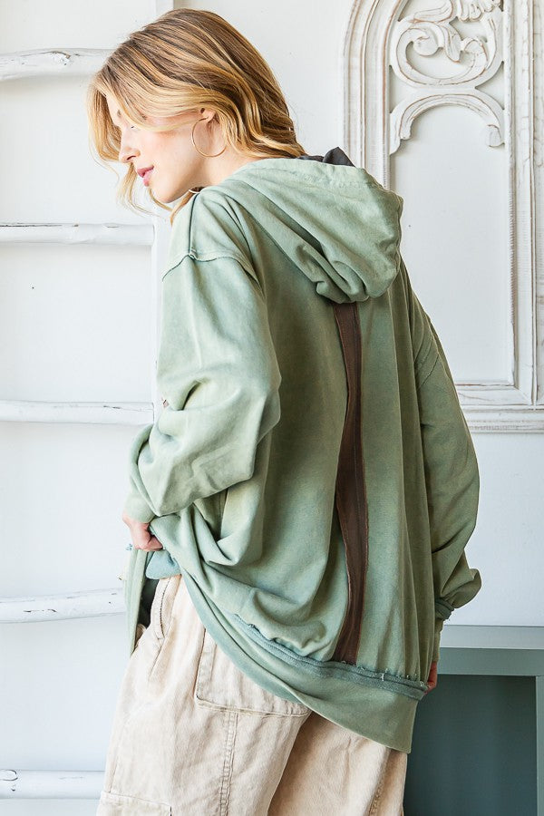 Oli & Hali Washed Star Patched Hoodie Jacket