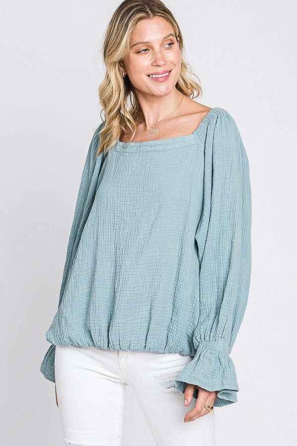 Oli & Hali Mineral Washed Double Gauze Top