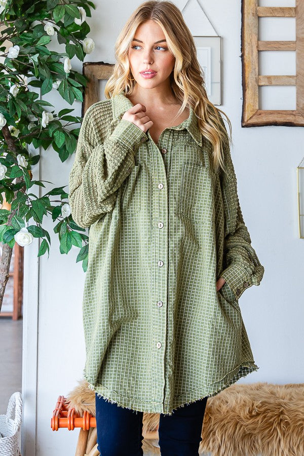 Oli & Hali Washed Fabric Mixed Shirt Top