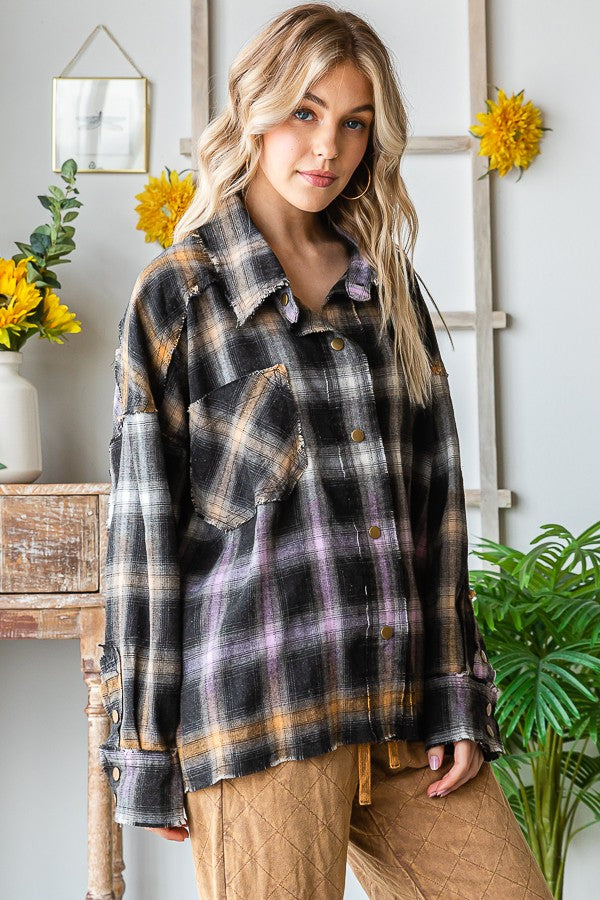 Oli & Hali Multi Color Plaid Shirt Jacket