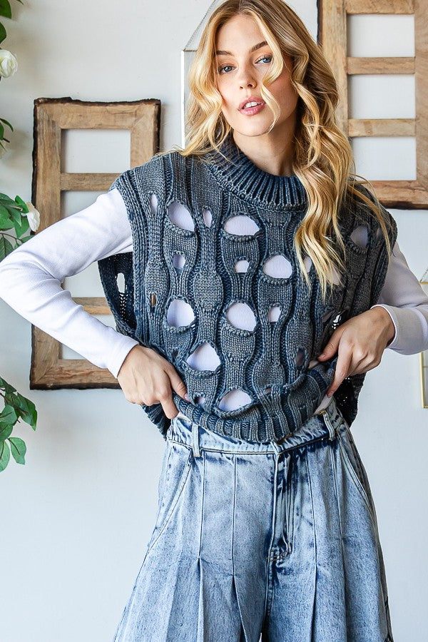 Oli & Hali Mineral Washed Sweater Vest Top
