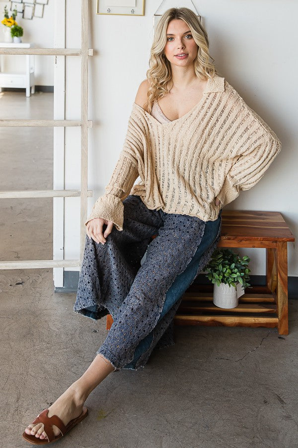 Oli & Hali Long Sleeve V Neck Sweater Top