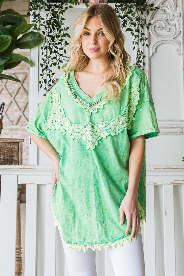 Oli & Hali Crochet V-Neck Tee Top