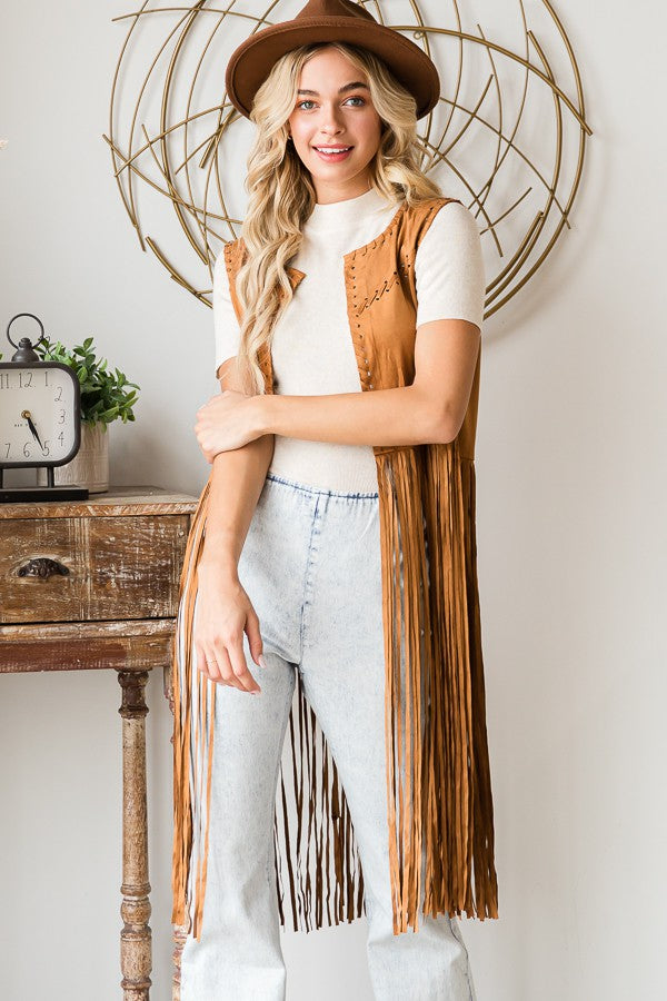 Oli & Hali Long Fringe Vest Jacket