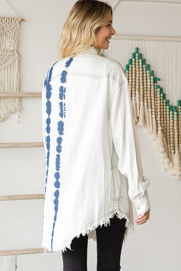 Oli & Hali Half Tie Washed Long Sleeve Shirt Top