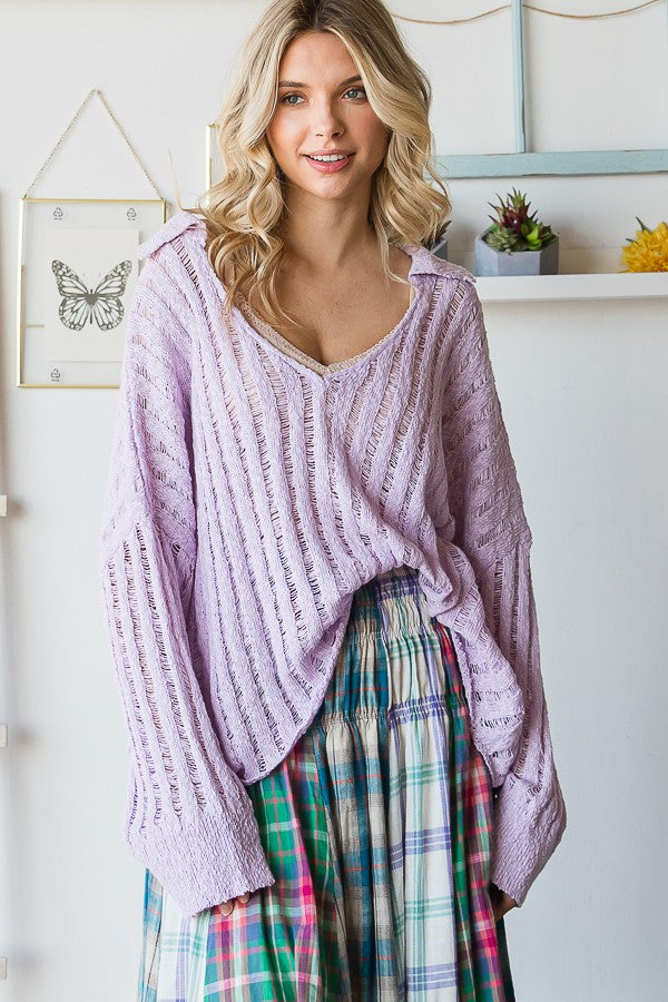 Oli & Hali Long Sleeve V Neck Sweater Top