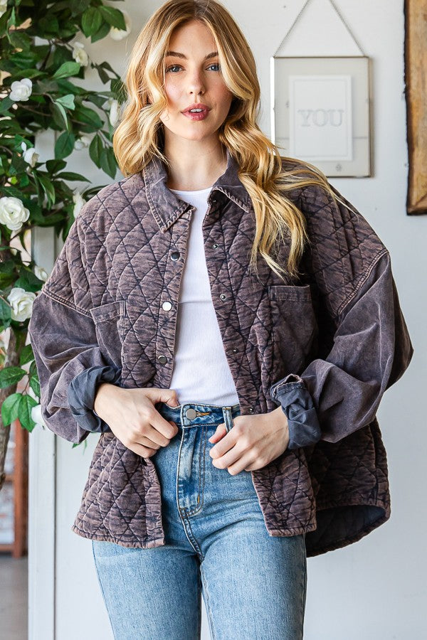 Oli & Hali Corduroy Mineral Washed Shacket Jacket