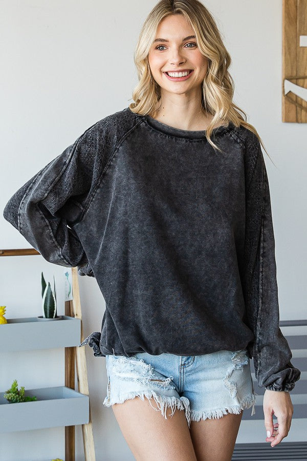 Oli & Hali Mineral Washed Side-Tie Pullover Top