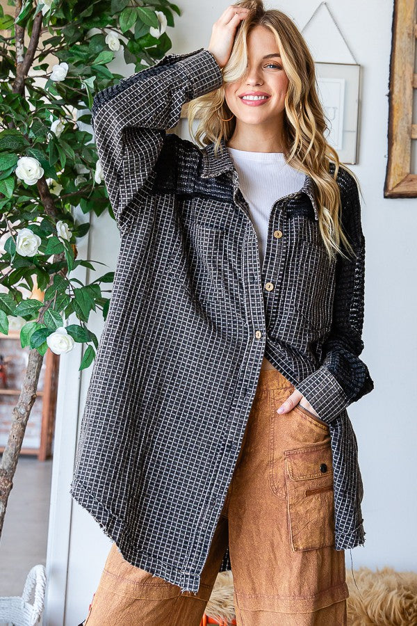 Oli & Hali Washed Fabric Mixed Shirt Top