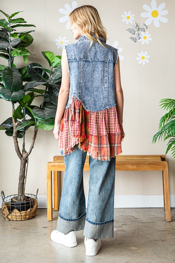 Oli & Hali Washed Denim Vest Top