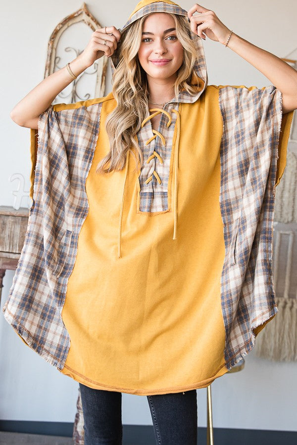 Oli & Hali Mineral Washed Mix Match Plaid Pocketed Top