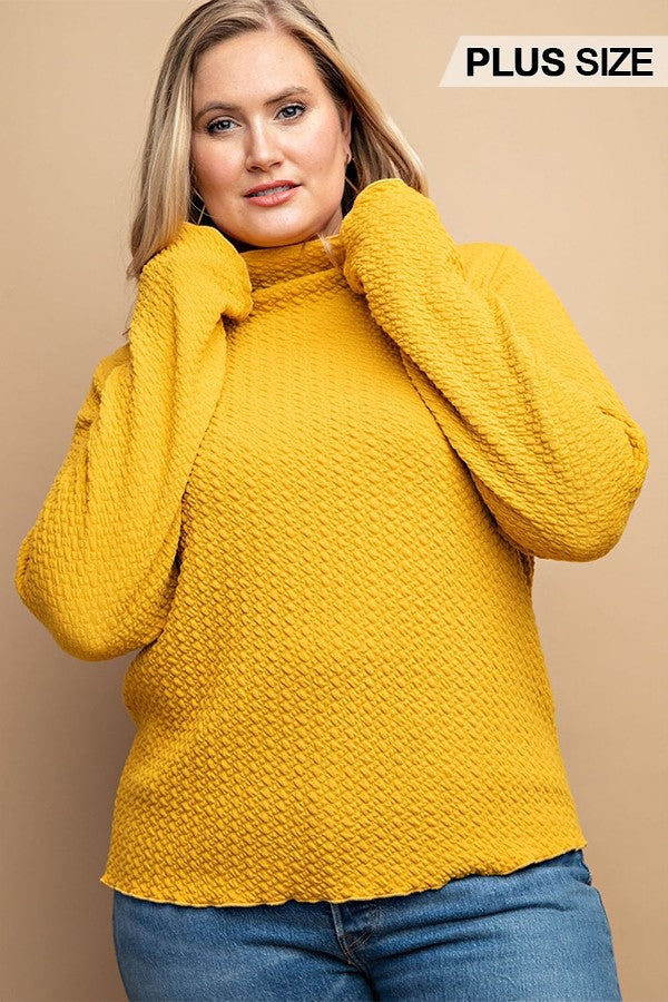 GiGio Plus Textured Knit Mock Neck Top