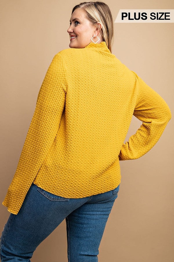 GiGio Plus Textured Knit Mock Neck Top