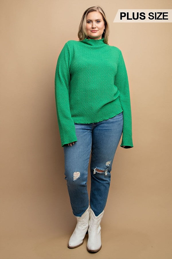 GiGio Plus Textured Knit Mock Neck Top