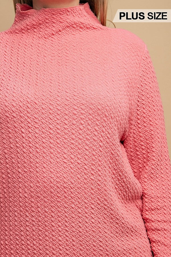 GiGio Plus Textured Knit Mock Neck Top